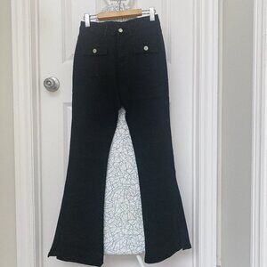 New Chic Black Mid Waist Trendy & Flattering Jean Flare Pants